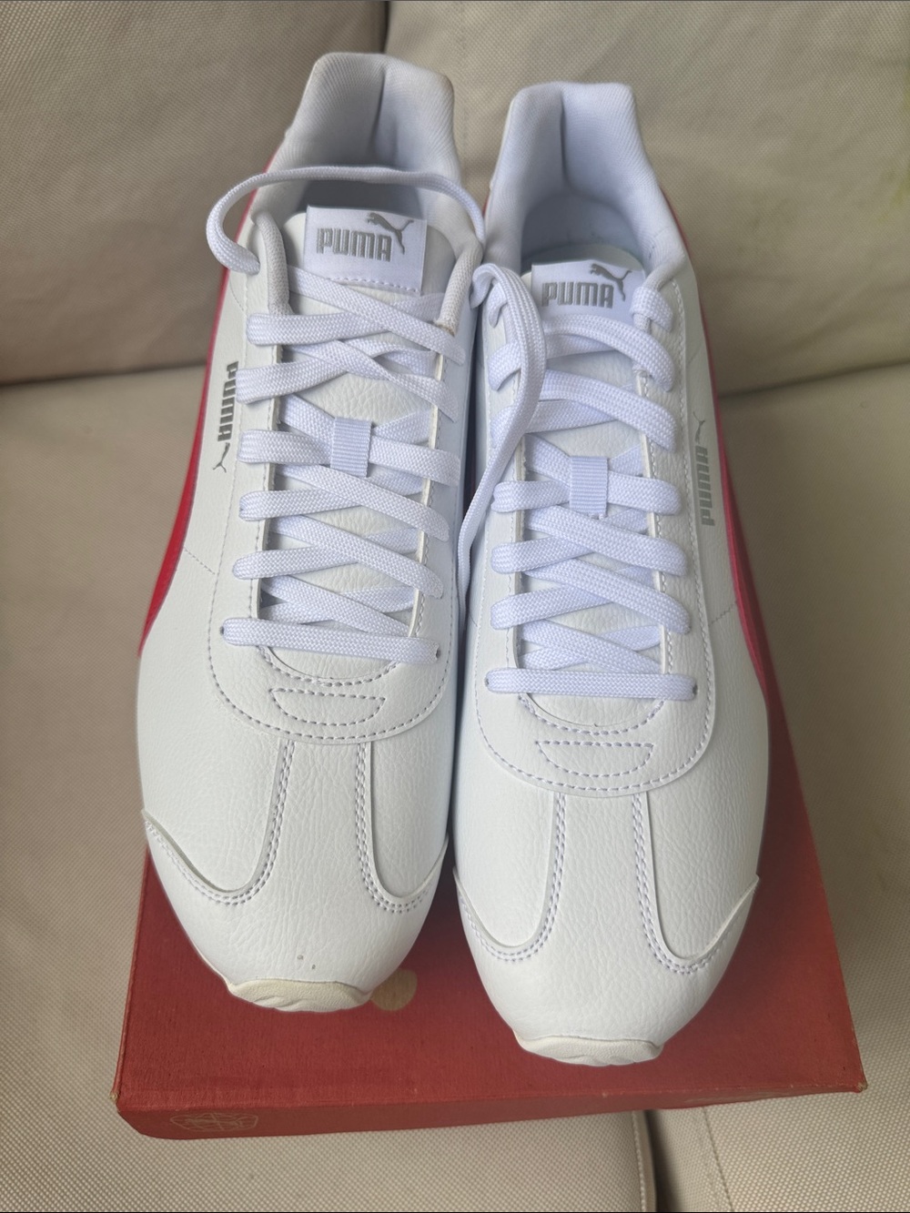 Puma White Sneakers with Red Accent